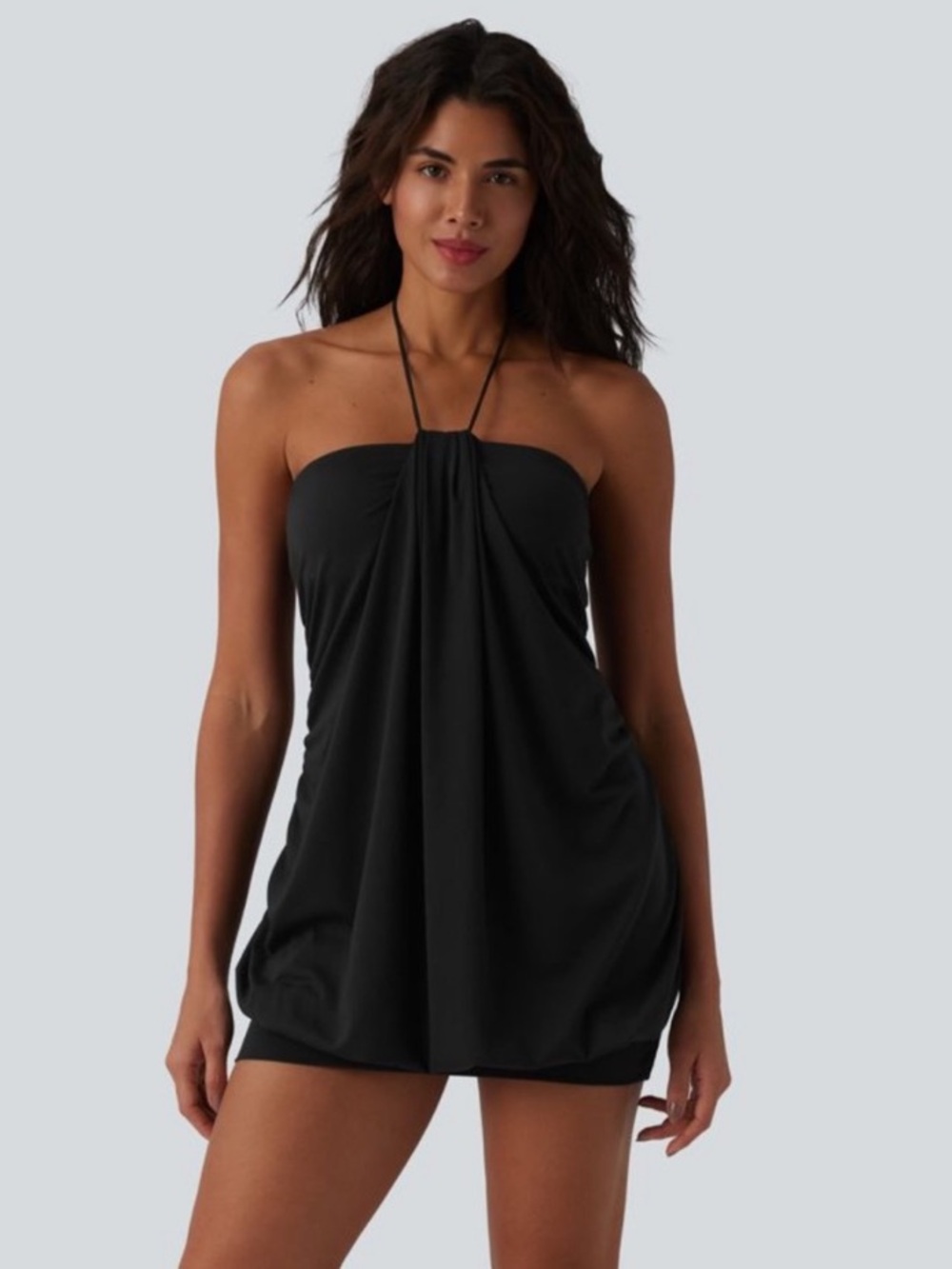 NWT HALARA Black Halter Mini Dress